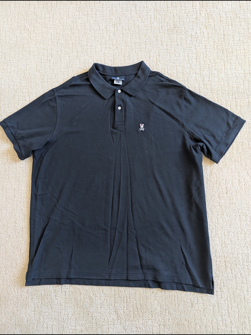 Psycho Bunny Polo Shirt Men 3XLT Black Embroidered Logo Short Sleeve Pima Cotton